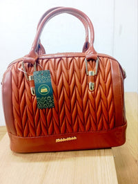 EB492 — Textured Zip Top Handle Bag — Tan