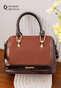 EB492 — Textured Zip Top Handle Bag — Burgundy