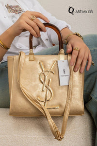 Mk133 — Metallic Frame Tote Bag — Gold