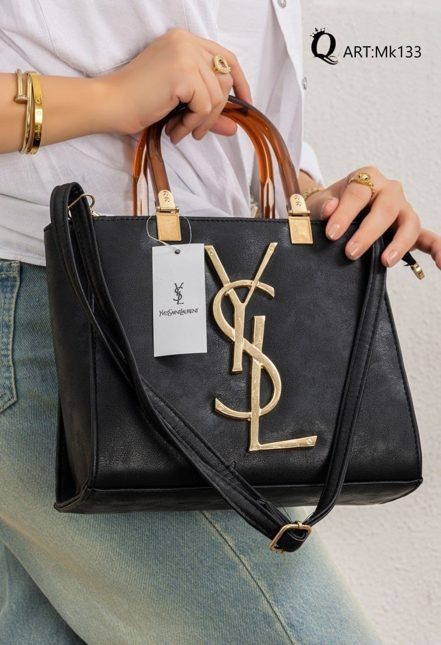 Mk133 — Metallic Frame Tote Bag — Black