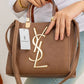Mk133 — Metallic Frame Tote Bag — Brown