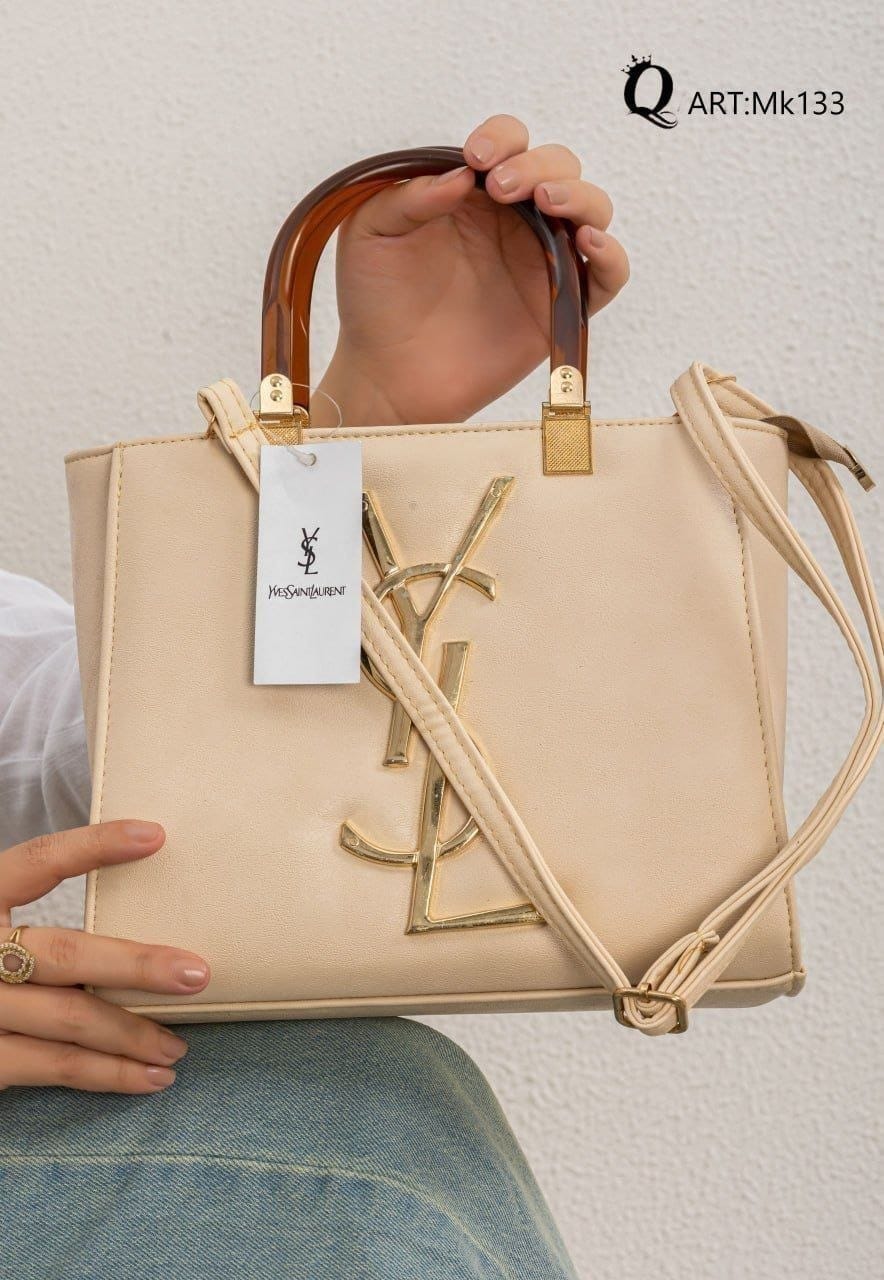 Mk133 — Metallic Frame Tote Bag — Cream