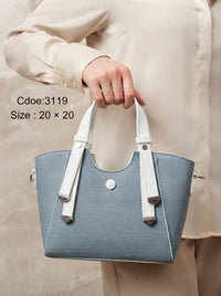3119 — Contrast Strap Mini Tote — Blue / White