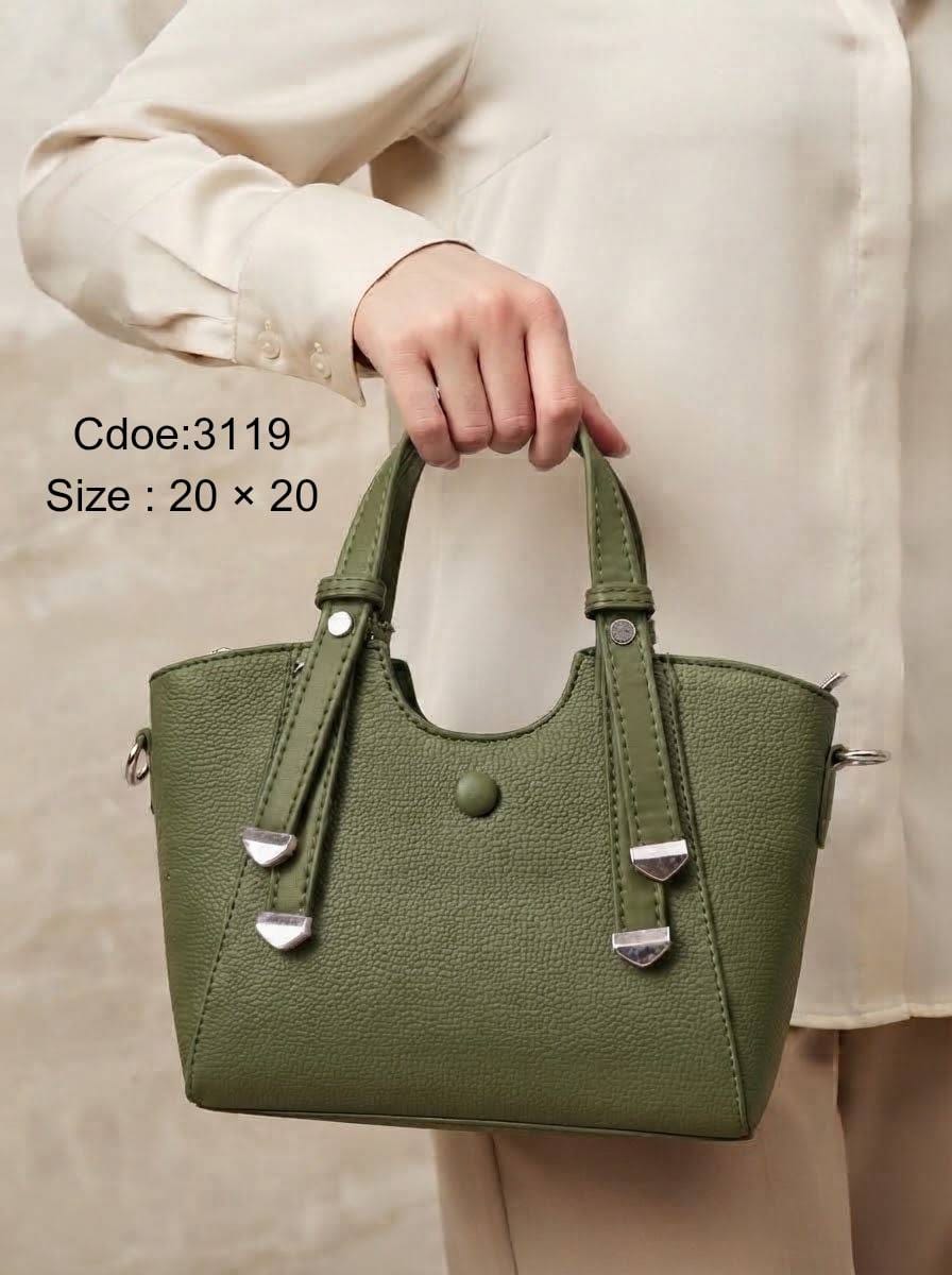 3119 — Contrast Strap Mini Tote — Green