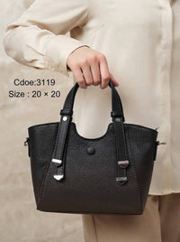 3119 — Contrast Strap Mini Tote — Black