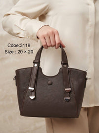 3119 — Contrast Strap Mini Tote — Brown