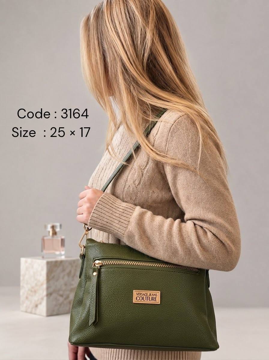 3164 — Zip Pocket Shoulder Bag — Green