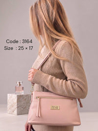 3164 — Zip Pocket Shoulder Bag — Pink
