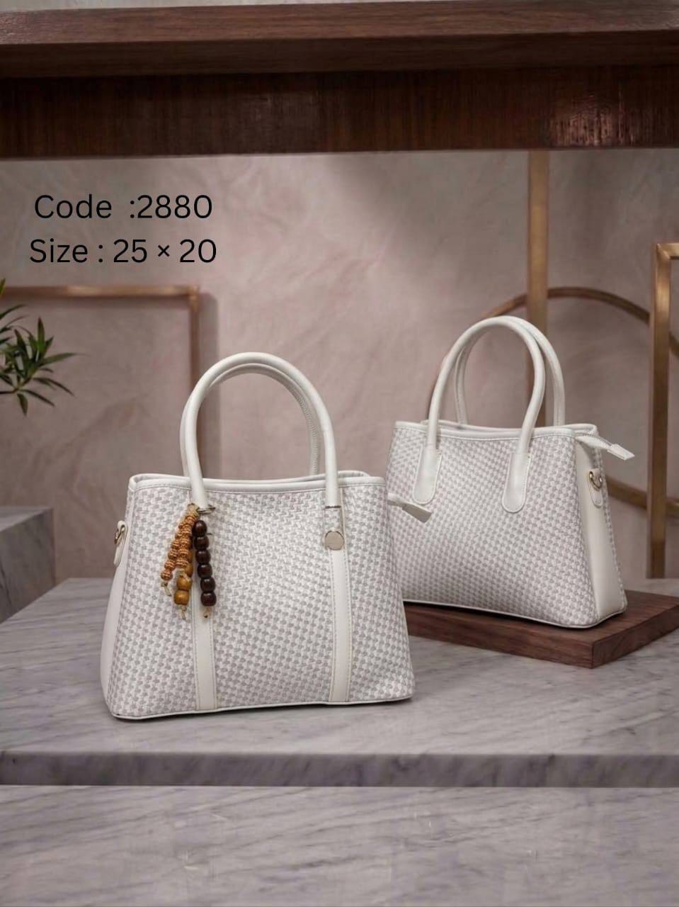 2880 — Tassel Detail Top Handle Bag — White