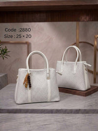 2880 — Tassel Detail Top Handle Bag — White