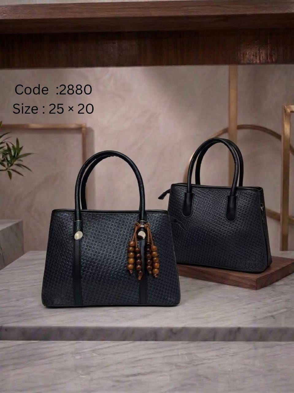 2880 — Tassel Detail Top Handle Bag — Black