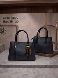 2880 — Tassel Detail Top Handle Bag — Black