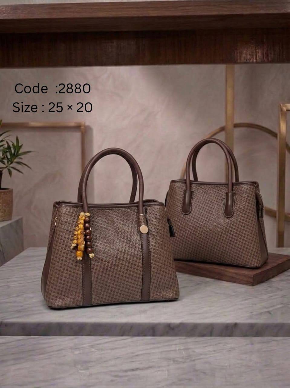 2880 — Tassel Detail Top Handle Bag — Brown