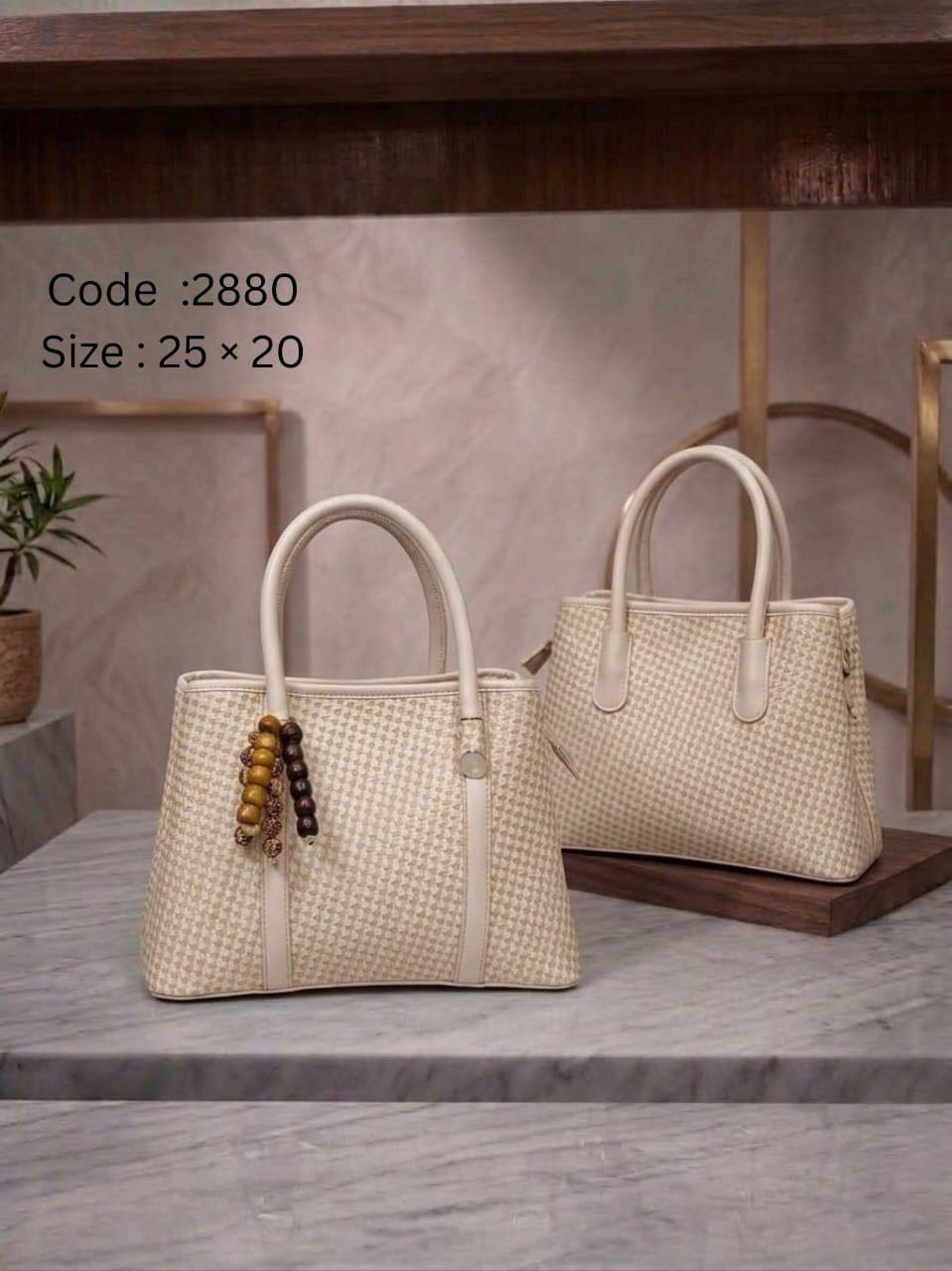 2880 — Tassel Detail Top Handle Bag — Cream