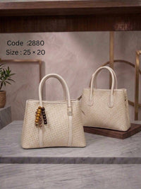 2880 — Tassel Detail Top Handle Bag — Cream