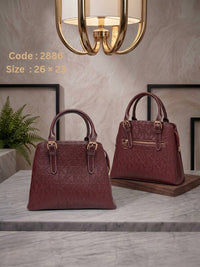 2886 — Textured Dome Satchel — Burgundy