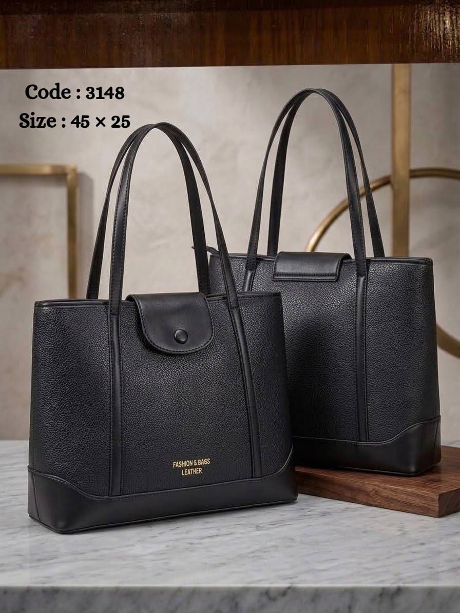 3148 — Long Handle Everyday Tote — Black
