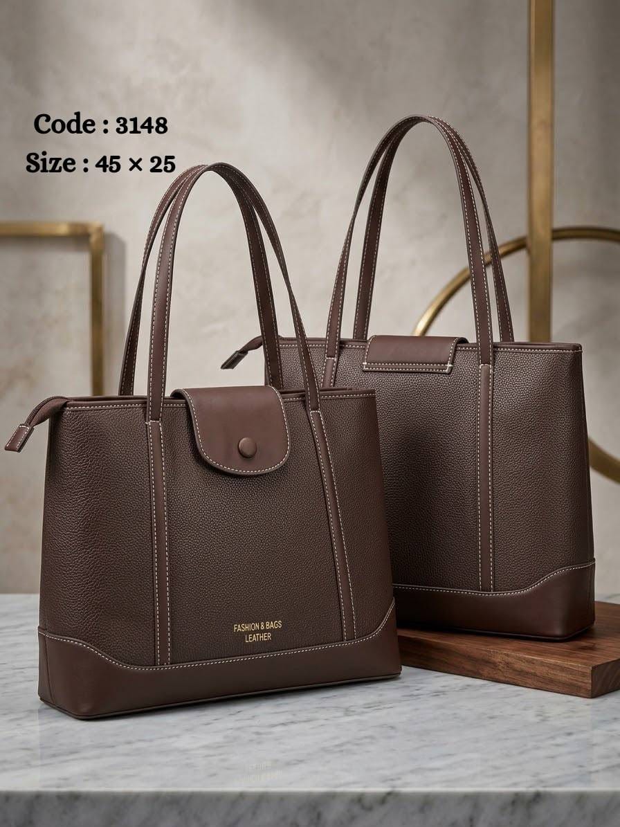 3148 — Long Handle Everyday Tote — Brown