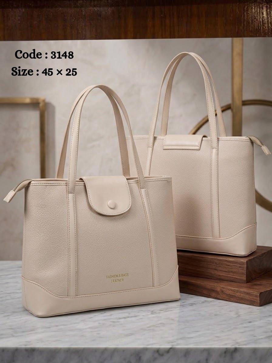 3148 — Long Handle Everyday Tote — Cream
