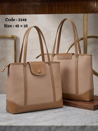 3148 — Long Handle Everyday Tote — Beige