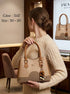 3147 — Scallop Panel Top Handle Bag — Tan / Cream