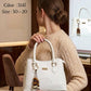 3147 — Scallop Panel Top Handle Bag — White