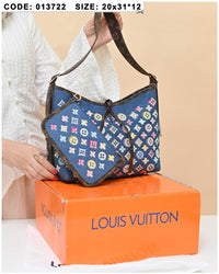 013722 — Colorful Shoulder Bag with Pouch — Blue / Black