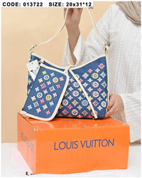 013722 — Colorful Shoulder Bag with Pouch — Blue / White