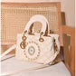 013740 — Quilted Medallion Top Handle Bag — Cream