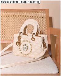 013740 — Quilted Medallion Top Handle Bag — Cream