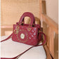 013740 — Quilted Medallion Top Handle Bag — Burgundy