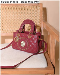 013740 — Quilted Medallion Top Handle Bag — Burgundy