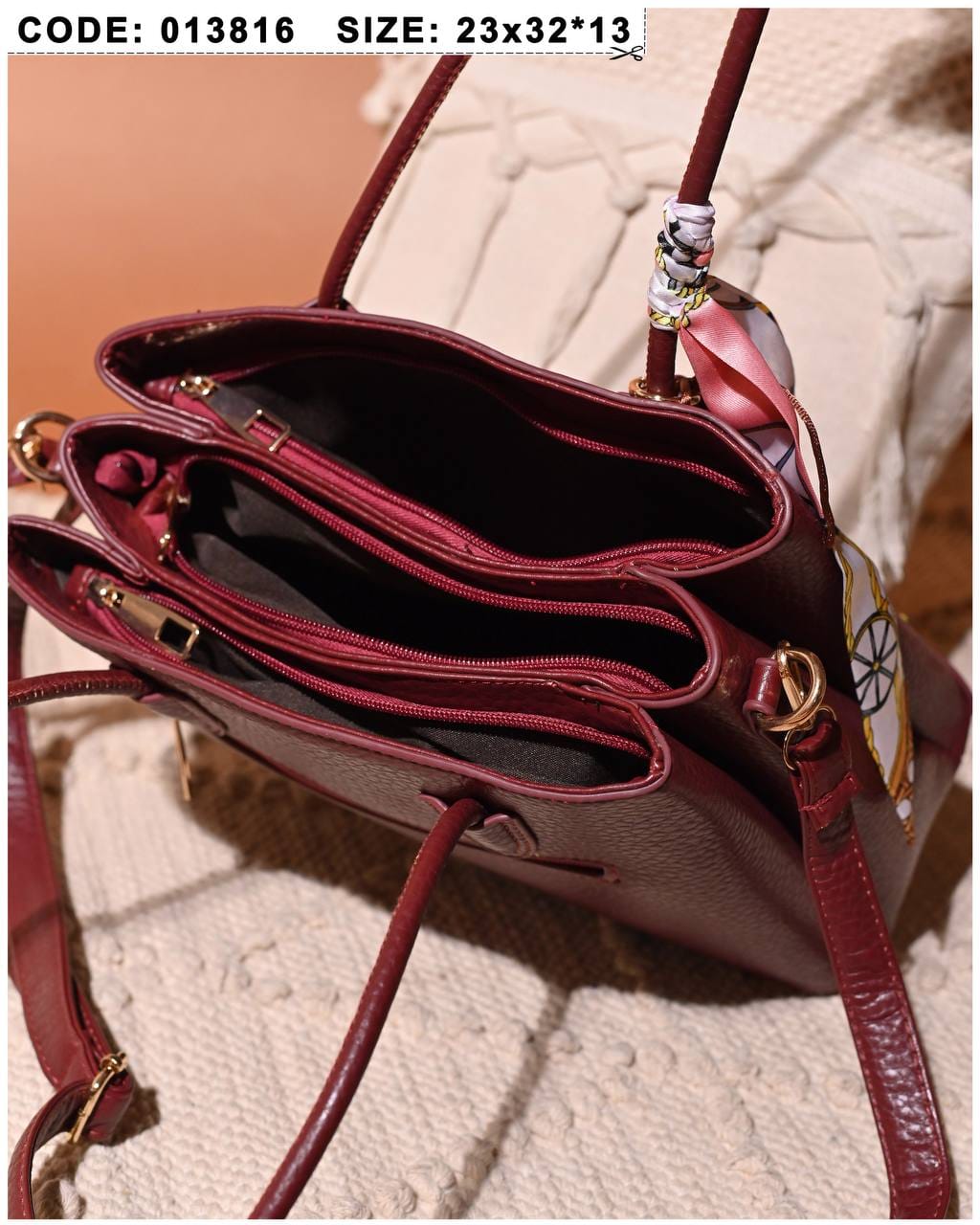 013816 — Scarf Detail Structured Tote — detail