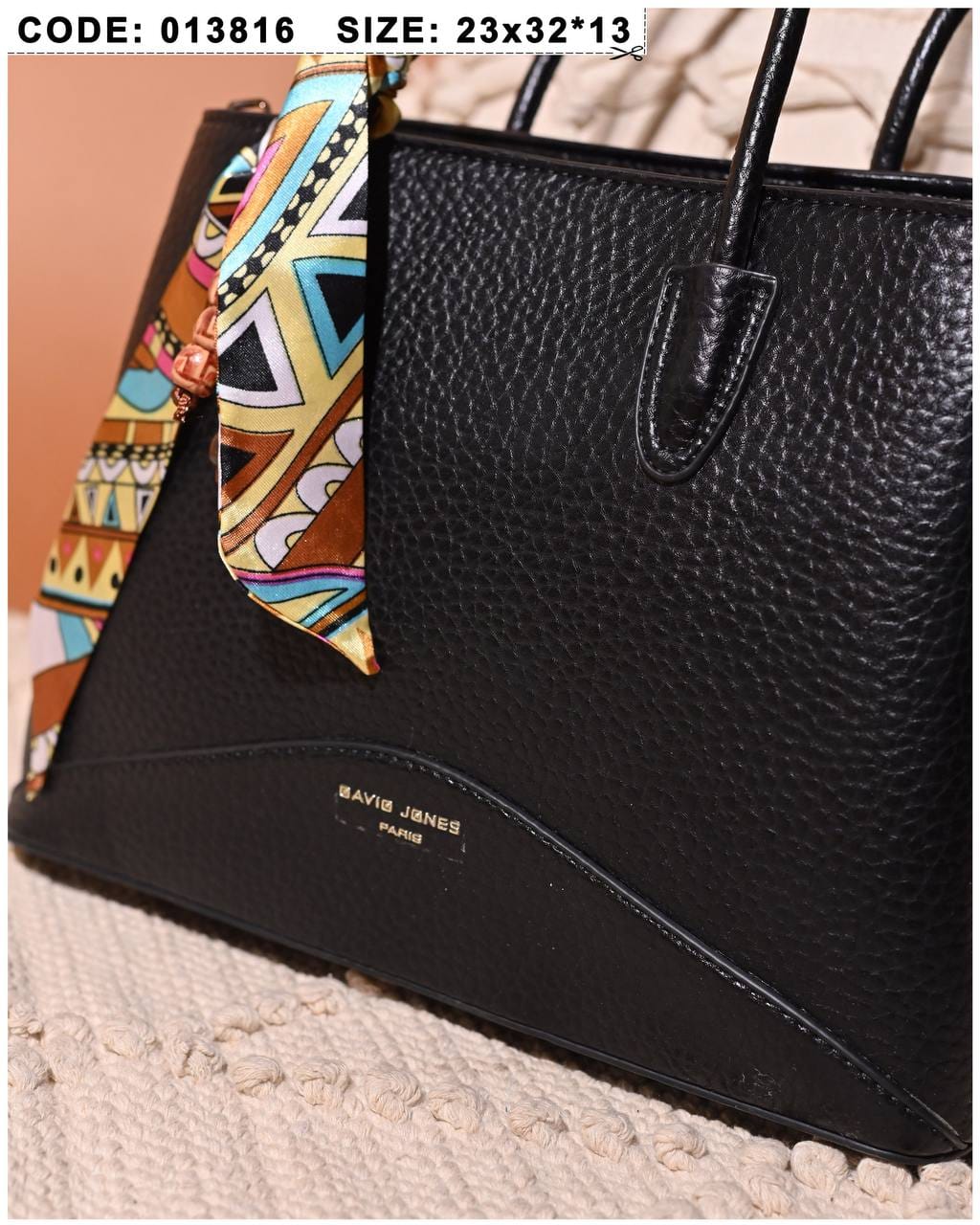 013816 — Scarf Detail Structured Tote — detail