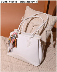013816 — Scarf Detail Structured Tote — White