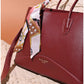 013816 — Scarf Detail Structured Tote — Burgundy