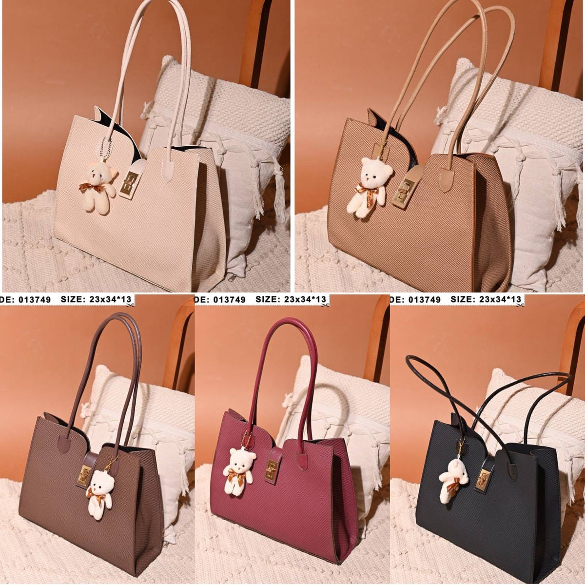 013749 — Bear Charm Long Handle Tote — detail