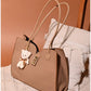 013749 — Bear Charm Long Handle Tote — Tan