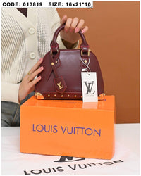 013819 — Stud Trim Dome Handbag — Burgundy