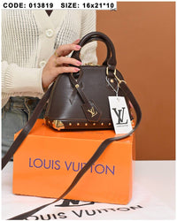 013819 — Stud Trim Dome Handbag — Dark Brown