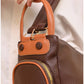 011040 — Brown side-pocket shoulder handbag detail, 24 × 30 × 15 (Brown)