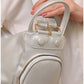 011040 — Silver side-pocket shoulder handbag detail, 24 × 30 × 15 (Silver)