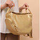 011040 — Gold side-pocket shoulder handbag front, 24 × 30 × 15 (Gold)