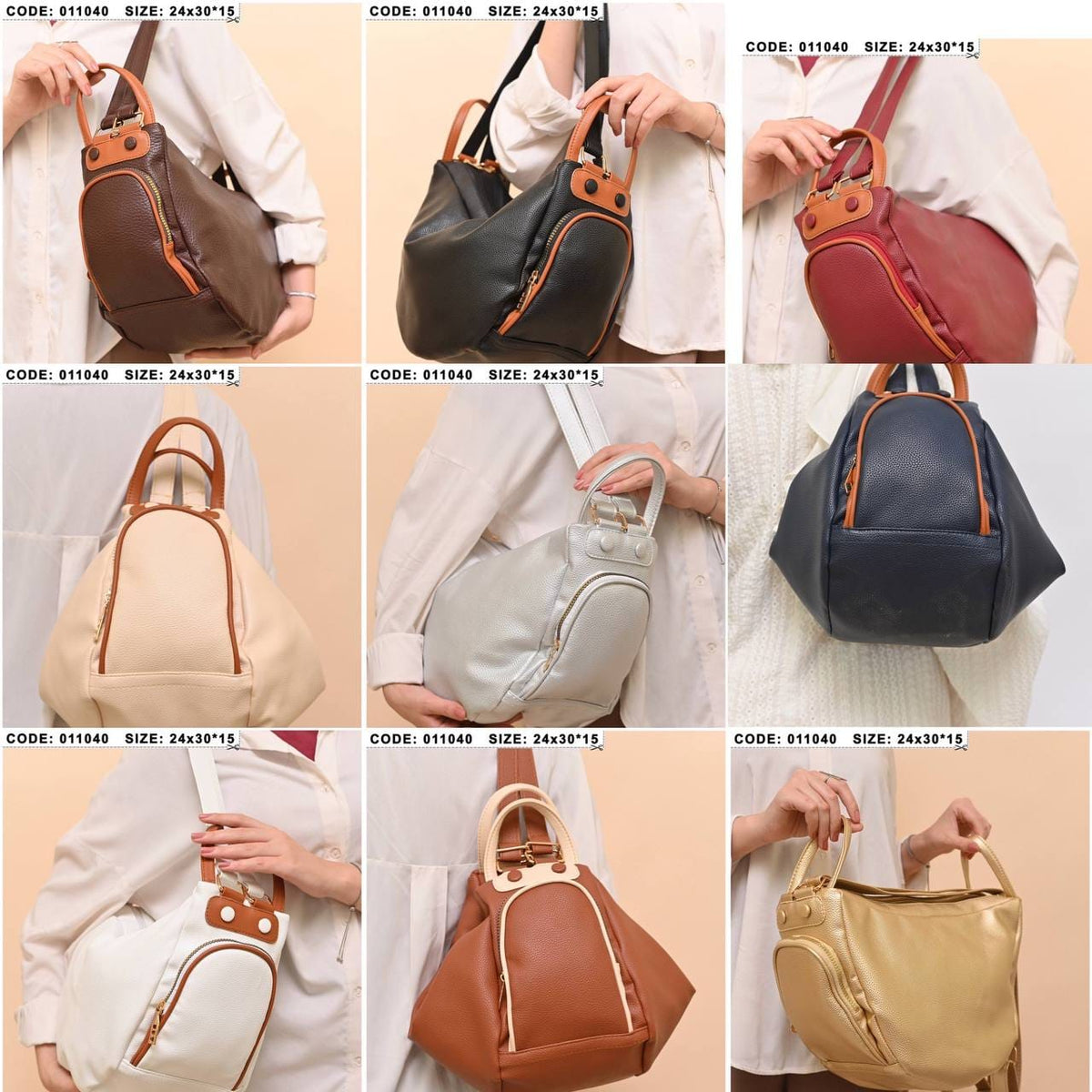 011040 — Side-pocket shoulder handbag color overview