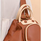 011040 — Tan side-pocket shoulder handbag detail, 24 × 30 × 15 (Tan)