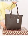 011100 — Brown long-handle tote bag front, 30 × 35 × 12 (Brown)