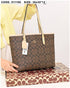011100 — Brown and Cream long-handle tote bag front, 30 × 35 × 12 (Brown and Cream)