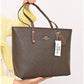 011100 — Brown long-handle tote bag detail, 30 × 35 × 12 (Brown)