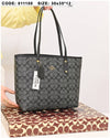 011100 — Grey and Black long-handle tote bag front, 30 × 35 × 12 (Grey and Black)