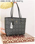 011100 — Grey and Black long-handle tote bag front, 30 × 35 × 12 (Grey and Black)